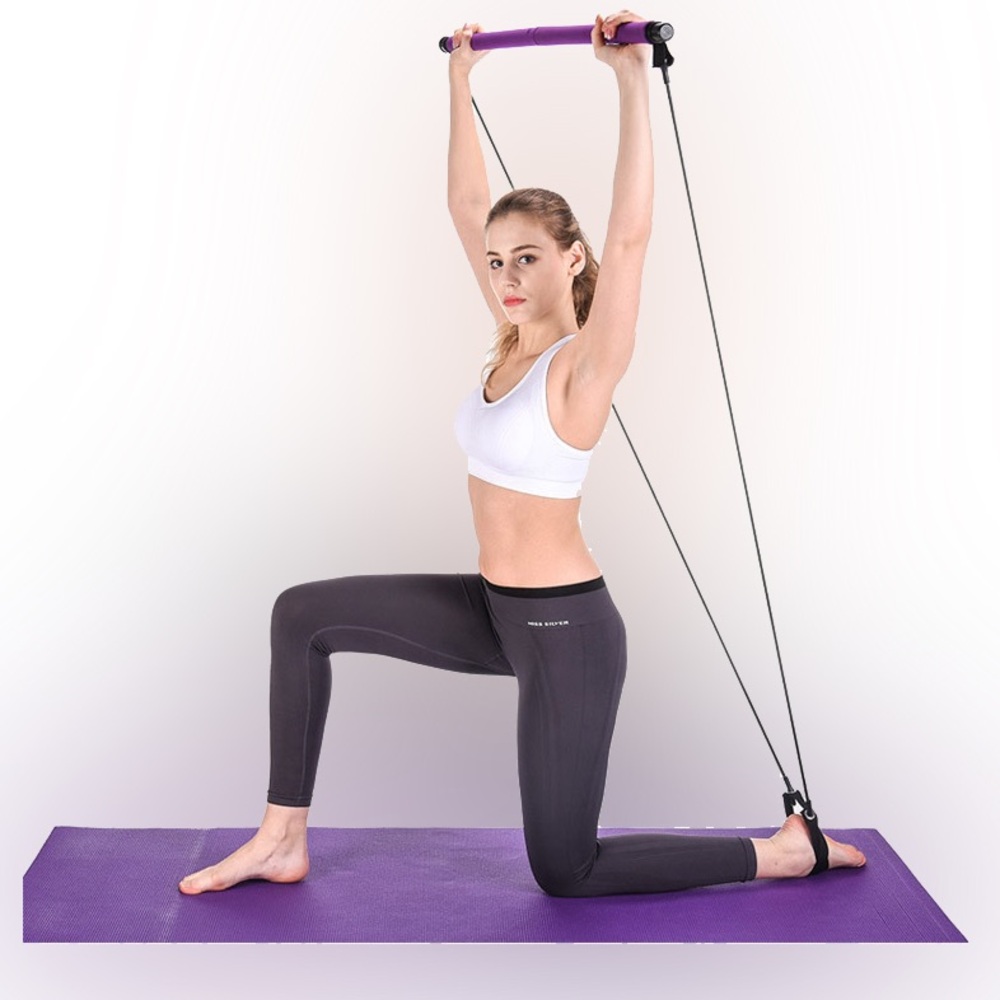 Stretched Fusion Pilates pink exercise and stretch bar